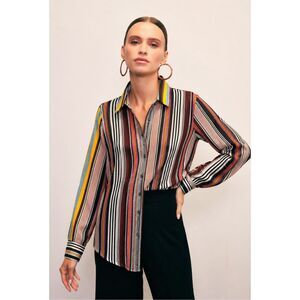 Tory Burch silk striped button down , Sz 4, $365 C29